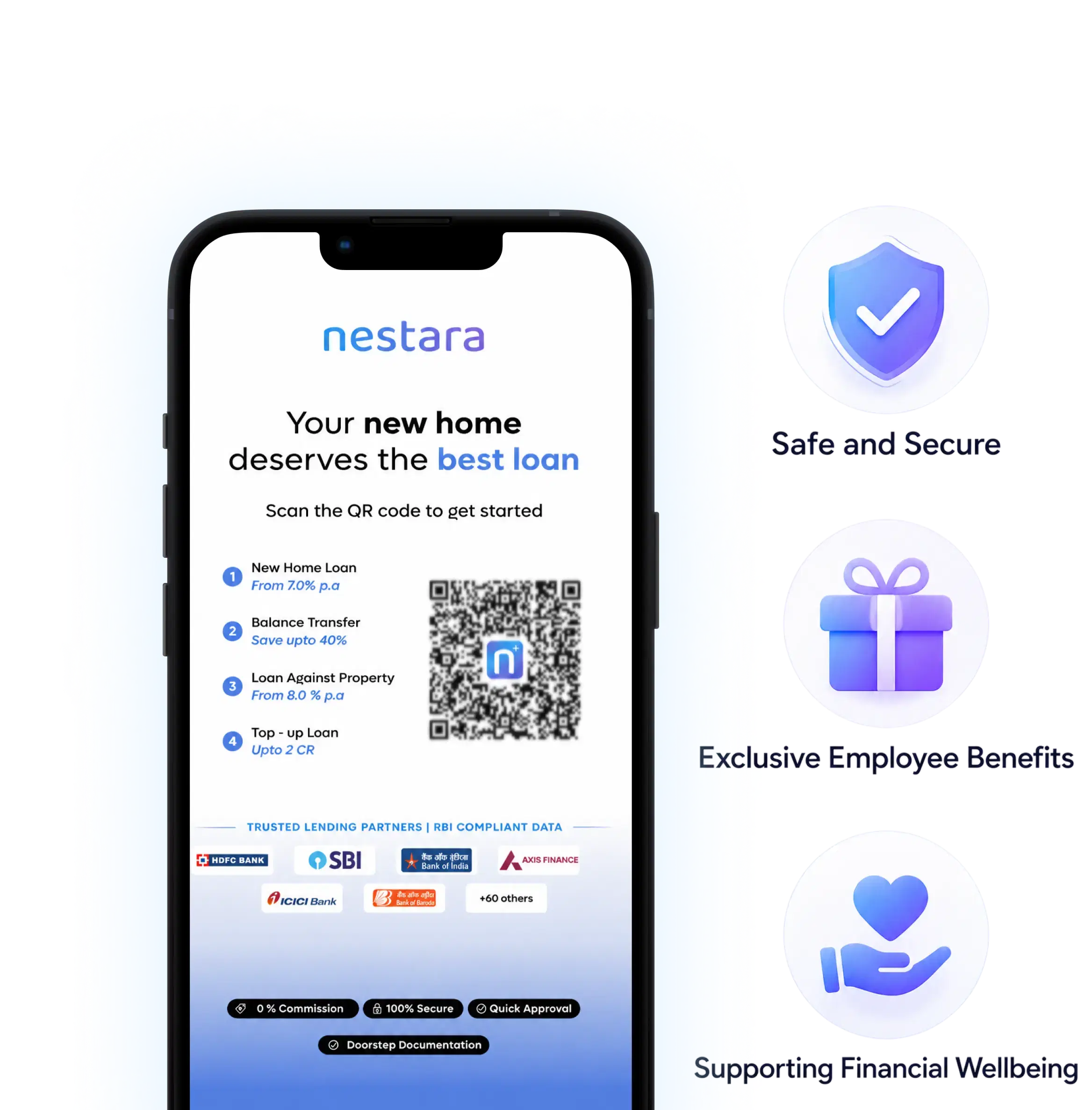 Nestara app with employee benefits — safe and secure, exclusive employee benefits and financial wellbeing